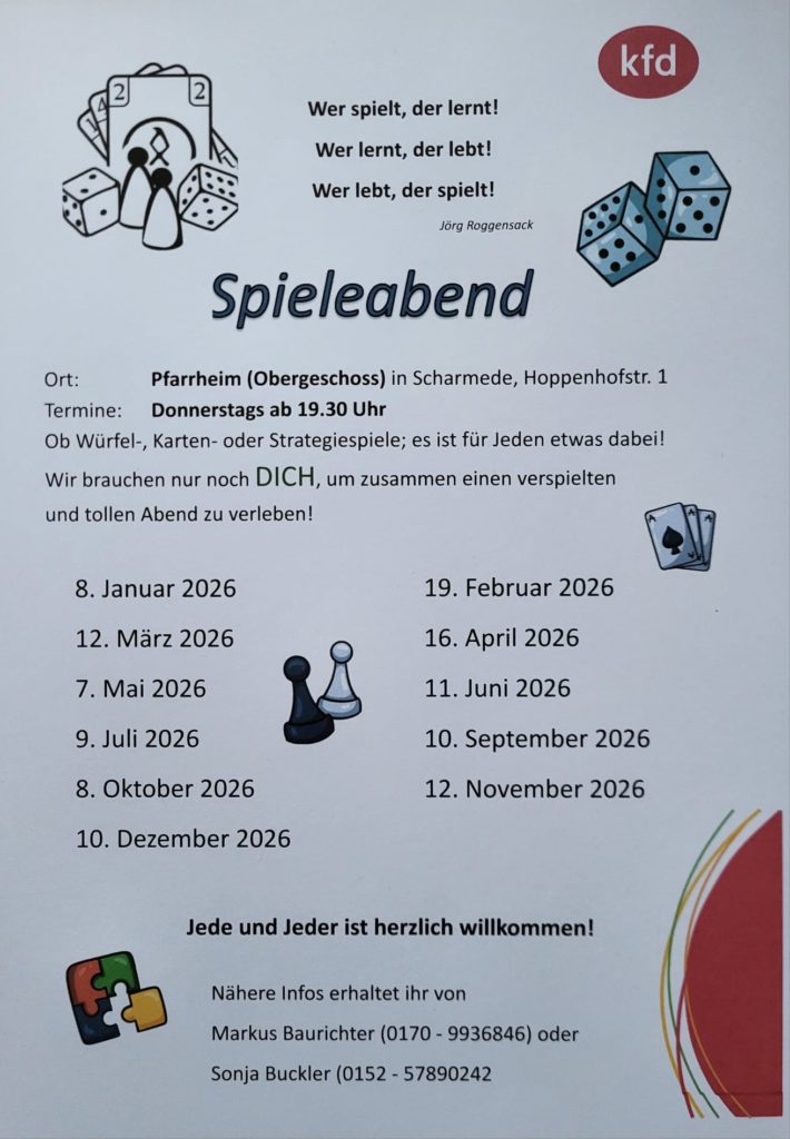 kfd-Spieleabend mit M. Baurichter im Pfarrheim @ Pfarrheim in Scharmede | Salzkotten | Nordrhein-Westfalen | Deutschland